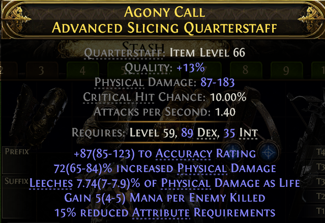 POE 2 Items Early Access SC AGONY CALL ADVANCED SLICING QUARTERSTAFF#780640