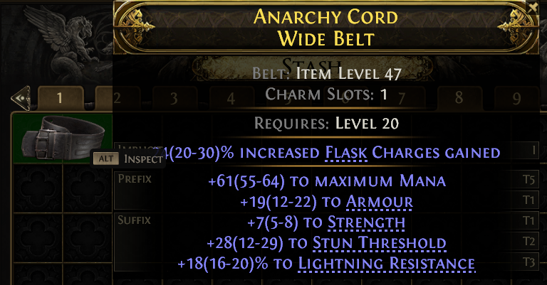 POE 2 Items Early Access SC ANARCHY CORD WIDE BELT