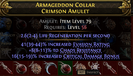 POE 2 Items Early Access SC Armageddon Collar Crimson Amulet