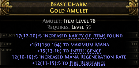 POE 2 Items Early Access SC Beast Charm Gold Amulet#435115