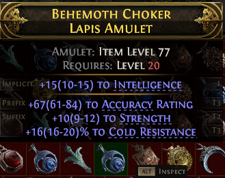 POE 2 Items Early Access SC Behemoth Choker Lapis Amulet