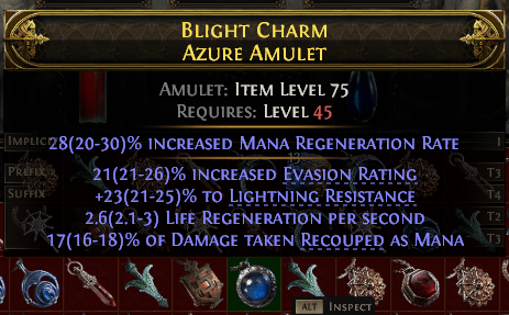 POE 2 Items Early Access SC Blight Charm Azure Amulet