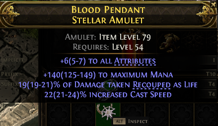 POE 2 Items Early Access SC Blood Pendant Stellar Amulet