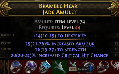 POE 2 Items Early Access SC Bramble Heart Jade Amulet