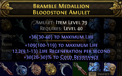 POE 2 Items Early Access SC Bramble Medallion Bloodstone Amulet