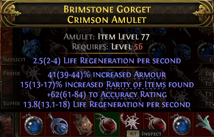 POE 2 Items Early Access SC Brimstone Gorget Crimson Amulet