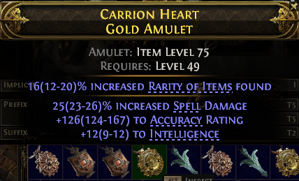 POE 2 Items Early Access SC Carrion Heart Gold Amulet