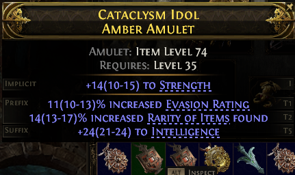 POE 2 Items Early Access SC Cataclysm Idol Amber Amulet