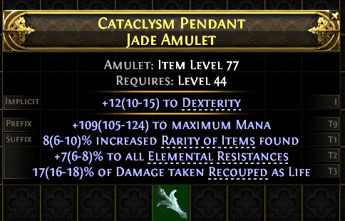 POE 2 Items Early Access SC Cataclysm Pendant Jade Amulet