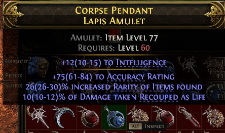 POE 2 Items Early Access SC Corpse Pendant Lapis Amulet