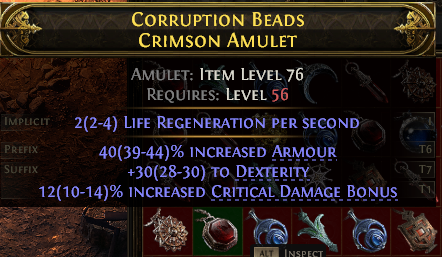 POE 2 Items Early Access SC Corruption Beads Crimson Amulet