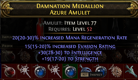 POE 2 Items Early Access SC Damnation Medallion Azure Amulet