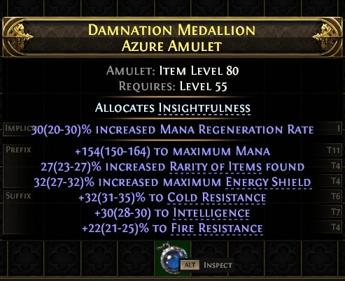 POE 2 Items Early Access SC Damnation Medallion Azure Amulet#576412