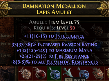 POE 2 Items Early Access SC Damnation Medallion Lapis Amulet