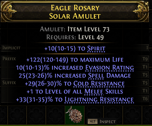 POE 2 Items Early Access SC EAGLE ROSARY  SOLAR AMULET