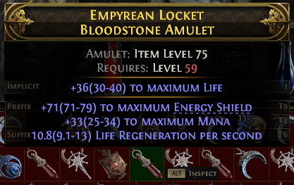 POE 2 Items Early Access SC Empyrean Locket Bloodstone Amulet