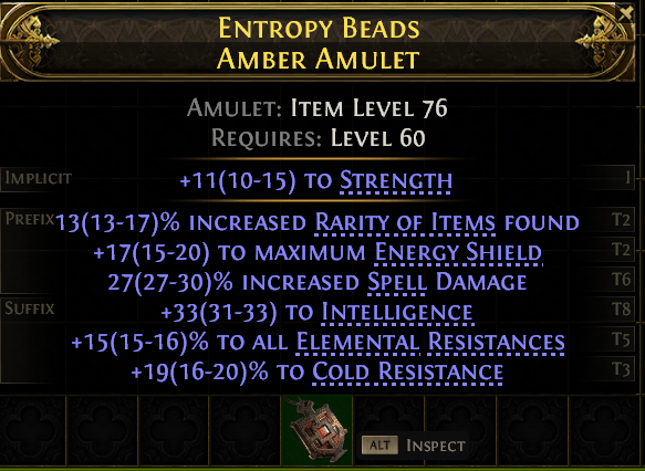 POE 2 Items Early Access SC ENTROPY BEADS AMBER AMULET