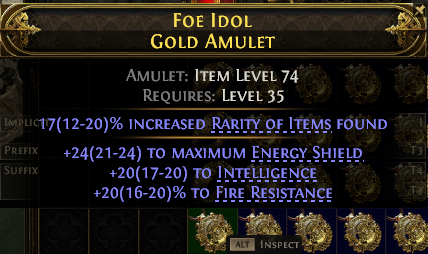 POE 2 Items Early Access SC Foe Idol Gold Amulet