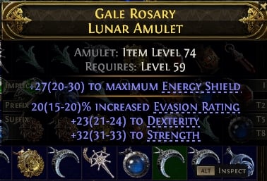 POE 2 Items Early Access SC Gale Rosary Lunar Amulet