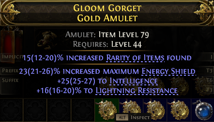 POE 2 Items Early Access SC Gloom Gorget Gold Amulet