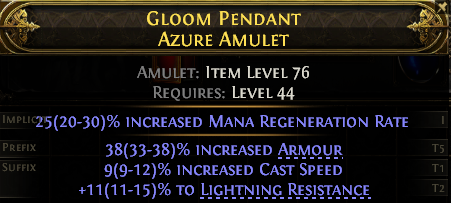 POE 2 Items Early Access SC Gloom Pendant Azure Amulet#621655