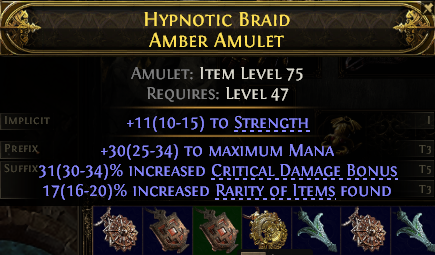 POE 2 Items Early Access SC Hypnotic Braid Amber Amulet#321522