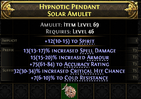 POE 2 Items Early Access SC Hypnotic Pendant Solar Amulet