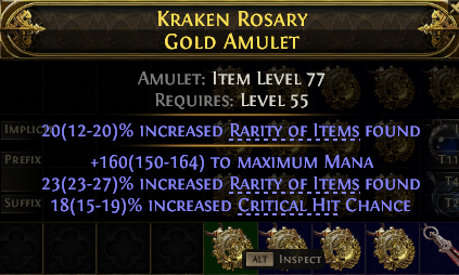 POE 2 Items Early Access SC Kraken Rosary Gold Amulet