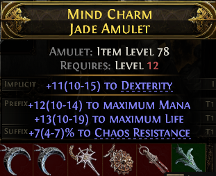 POE 2 Items Early Access SC Mind Charm Jade Amulet