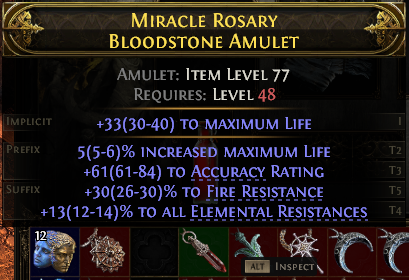 POE 2 Items Early Access SC Miracle Rosary Bloodstone Amulet