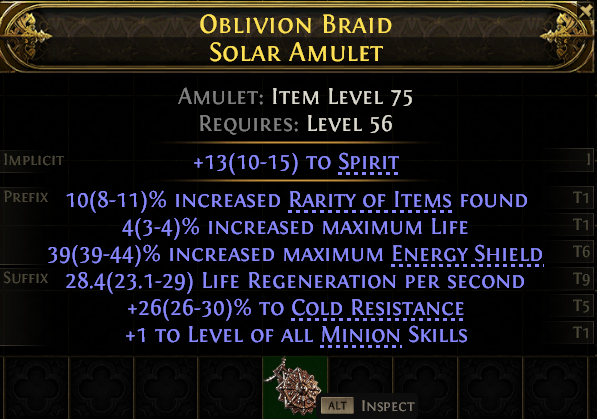 POE 2 Items Early Access SC OBLIVION BRAID SOLAR AMULET