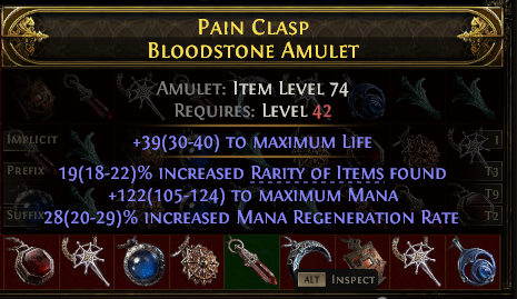 POE 2 Items Early Access SC Pain Clasp Bloodstone Amulet