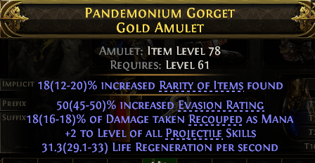 POE 2 Items Early Access SC Pandemonium Gorget Gold Amulet#128442