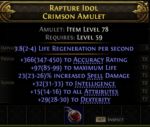 POE 2 Items Early Access SC RAPTURE IDOL CRIMSON AMULET