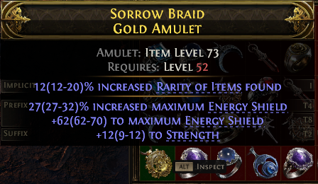 POE 2 Items Early Access SC Sorrow Braid Gold Amulet