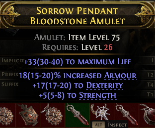 POE 2 Items Early Access SC Sorrow Pendant Bloodstone Amulet