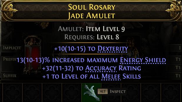 POE 2 Items Early Access SC SOULROSARY JADE AMULET