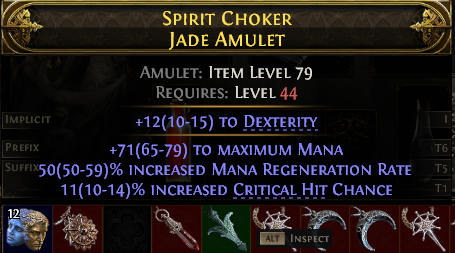 POE 2 Items Early Access SC Spirit Choker Jade Amulet