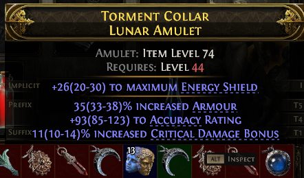 POE 2 Items Early Access SC Torment Collar Lunar Amulet