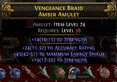 POE 2 Items Early Access SC Vengeance Braid Amber Amulet