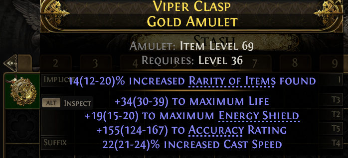 POE 2 Items Early Access SC VIPER CLASP GOLD AMULET