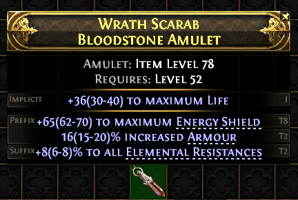 POE 2 Items Early Access SC Wrath Scarab Bloodstone Amulet